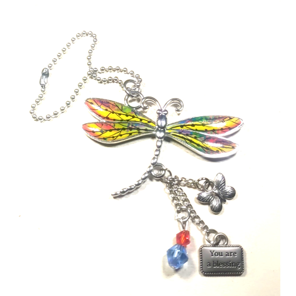 Dragon Fly Keychain Dangles Charms Silver Tone You Are A Blessing